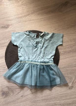 Платье для девочки 9-12 месяцев футболка с рюшами туника