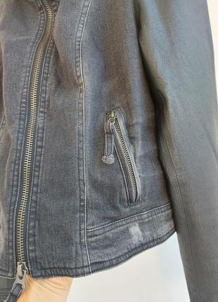 Mandarin джинсовая куртка с кожаными рукавами2 фото