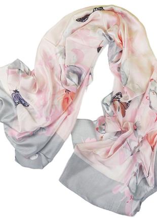 Шикарний шовковий шарф з геометричним принтом річний 180*90 см2 фото
