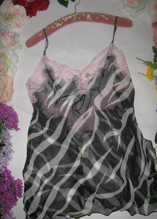 Пеньюар сорочка бебі дол чорно біла зі стразами la senza