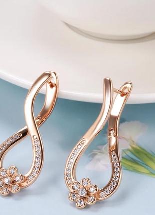 Позолочені сережки гарні сережки срібло позолочені сережки з цирконом