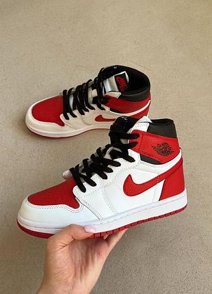 ❤️🏀nike air jordan 1 retro white university red❤️🏀36рр - 45рр❤️🏀кросовки найк джордан высокие, кросівки найк айр джордан весна-осень