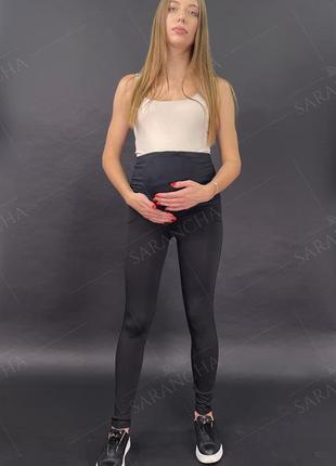 Легінси лосини утеплені жіночі для вагітних чорні класичні з микродайвинга2 фото