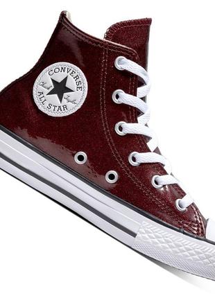 Кеды кроссовки converse all stars junior 661856c glitter bordeaux rood на шнуровке1 фото