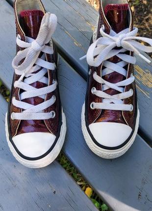 Кеды кроссовки converse all stars junior 661856c glitter bordeaux rood на шнуровке7 фото