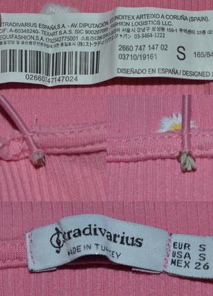 Топ майка на брительках рожевий рожевий ромашки квіти рубчик s xs stradivarius літо літо4 фото