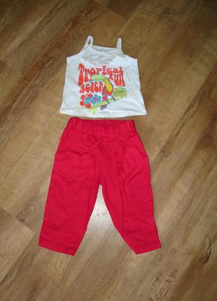 Хлопчатые штаны + майка на 1,5-2 года