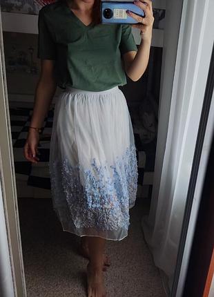 Юбка с нашитыми цветами, s-m