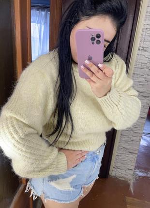 Zara свитер укороченный тренд толстая вязка3 фото
