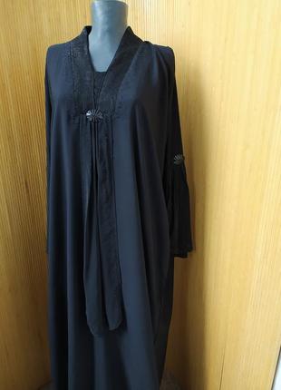 Длинное чёрное платье свободного кроя в восточном стиле/ абая / галабея2 фото