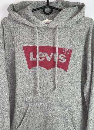 Худи levi’s серая кофта левис ливайс толстовка оригинал свитшот с капюшоном5 фото