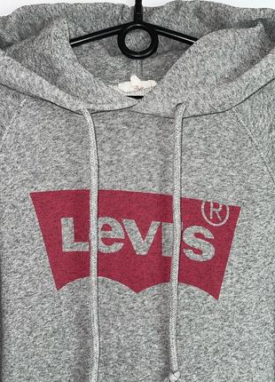 Худи levi’s серая кофта левис ливайс толстовка оригинал свитшот с капюшоном7 фото