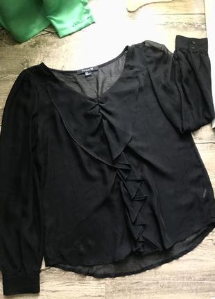 Блуза блузка сорочка сорочка чорна кофта кофточка бант комір1 фото