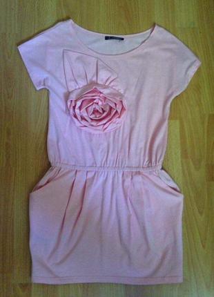 Нежное розовое пастельное платье с цветком не zara1 фото