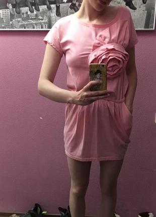 Нежное розовое пастельное платье с цветком не zara2 фото