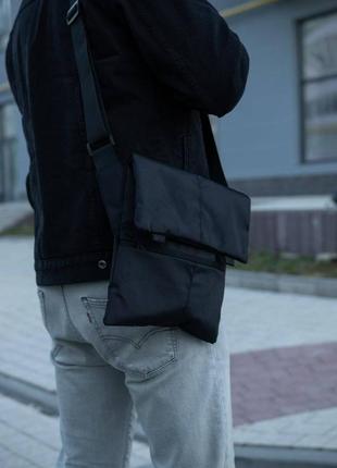 Мужская тактическая сумка кобура через плечо черная9 фото