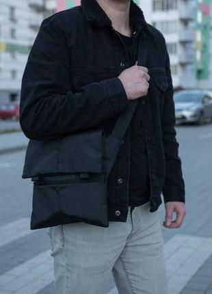 Мужская тактическая сумка кобура через плечо черная5 фото