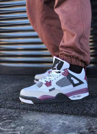 Шкіряні кросівки nike air jordan retro 4 pari stain germain . унісекс