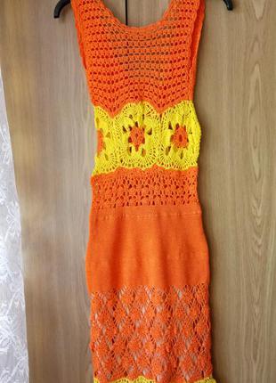 Вязаное кружевное платье, размер xs