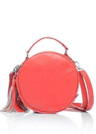 Стильная, круглая красная сумочка для девушек