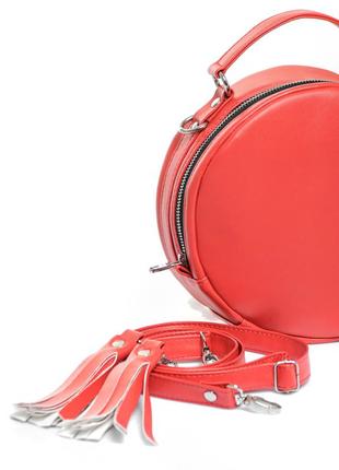 Стильная, круглая красная сумочка для девушек2 фото