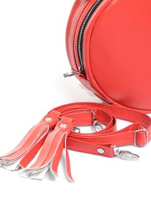 Стильная, круглая красная сумочка для девушек3 фото
