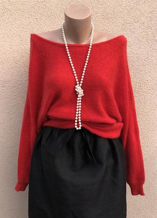 Красная,пушистая ангора кофта,свитер,реглан,джемпер,открытая спина,mosquitos