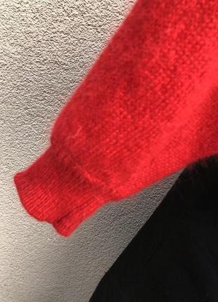 Красная,пушистая ангора кофта,свитер,реглан,джемпер,открытая спина,mosquitos7 фото