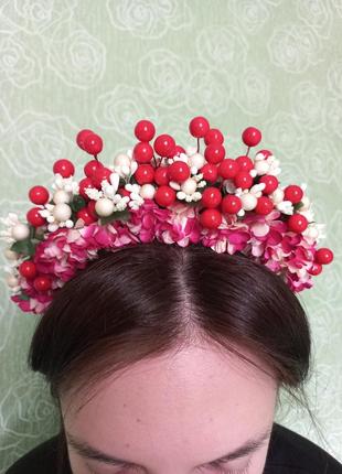 Український вінок з квітами та ягодами2 фото