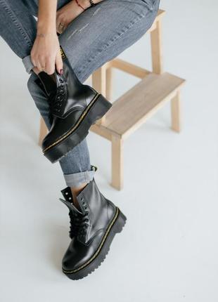Dr.martens jadon black жіночі демісезонні черевики мартенс жадон чорні6 фото