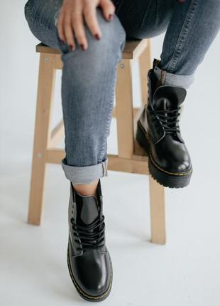 Dr.martens jadon black жіночі демісезонні черевики мартенс жадон чорні4 фото