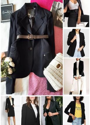 Шикарний брендовий чорний блейзер жакет піджак/женский качественный черный пиджак