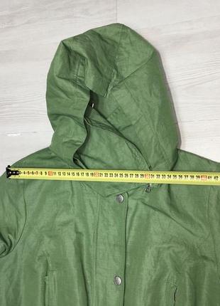 Фирменная зеленая женская демисезонная утепленная куртка плащ дождевик с капюшоном на флисе per una от marks &amp; spencer оригинал7 фото