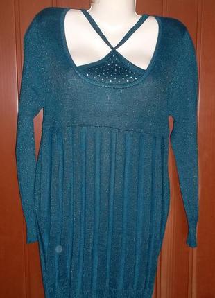 Туніка темно-волошкового кольору з блискучою ниткою