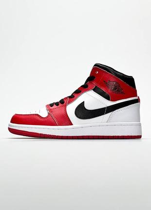Жіночі кросівки nike jordan 1 high red white / кросівки найк червоні з білим