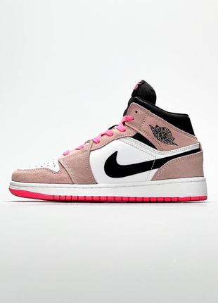 Жіночі кросівки nike jordan 1 se pink / кросівки найк рожеві з чорним і білим