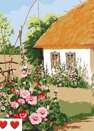 Картина по номерам украинское село, цветной холст, 40*50 см, без коробки, тм barvi, украина+ лак