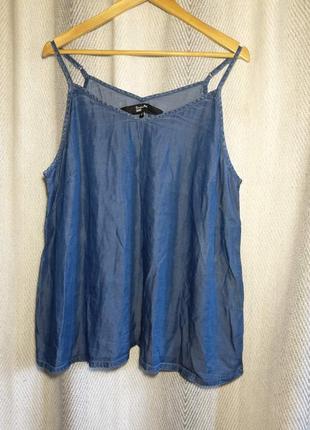 Женская джинсовая майка, летняя блуза блузка, топ с лиоцелом, большой размер, батал.