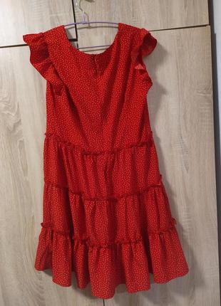 Плаття червоне в горошок2 фото