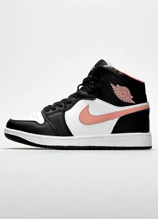 Жіночі кросівки nike jordan 1 x high pink black white / кросівки найк чорні з білим і рожевим1 фото