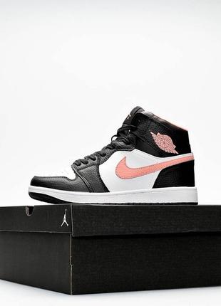 Жіночі кросівки nike jordan 1 x high pink black white / кросівки найк чорні з білим і рожевим7 фото