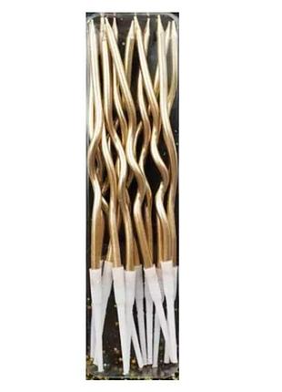 Свечи для торта волны золотые 10шт/уп 03128