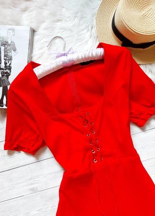 Красное платье трендовое со шнуровкой красивое платье 44 463 фото