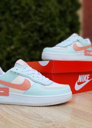 Кроссовки женские nike air force 1 shadow белые бирюза / кросівки жіночі найк аир білі бірюза кроссы5 фото