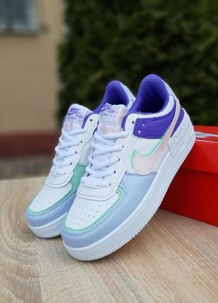 Кроссовки женские nike air force 1 shadow белые сиреневым / кросівки жіночі найк аир білі кроссы7 фото