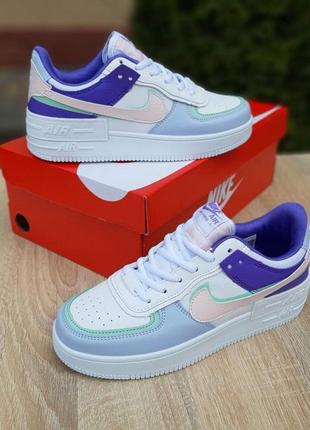 Кроссовки женские nike air force 1 shadow белые сиреневым / кросівки жіночі найк аир білі кроссы4 фото