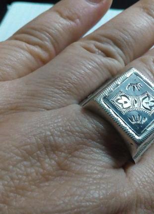 Кольцо, мужской перстень кубачинский серебряный4 фото