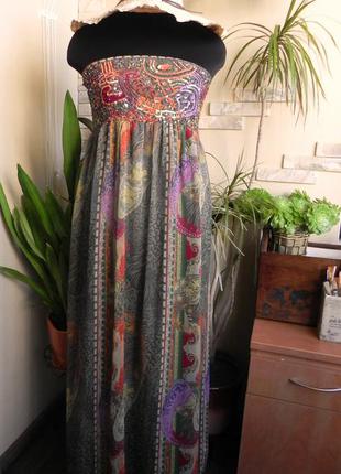 Вільне плаття сарафан з відкритими плечима і вишивкою паєтками river island 50-52р.