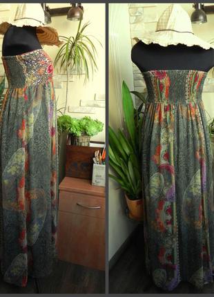 Свободное платье сарафан с открытыми плечами и  вышивкой паетками river island 50-52р.2 фото