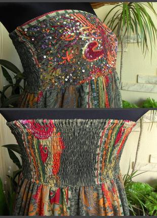 Свободное платье сарафан с открытыми плечами и  вышивкой паетками river island 50-52р.4 фото